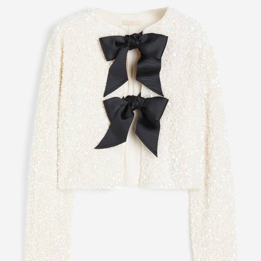 HM TIE FRONT SEQUIN JACKET